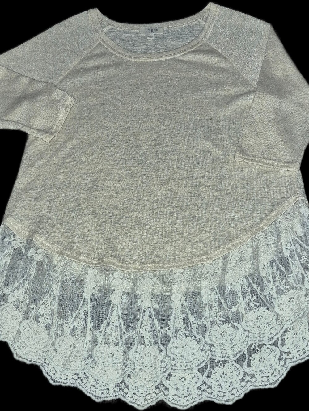 Light Cream Lace-Hem Women’s Top by